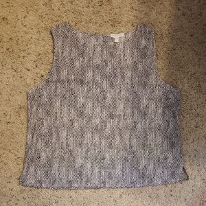 Eileen Fisher Black and White Sleeveless Patterned Tank